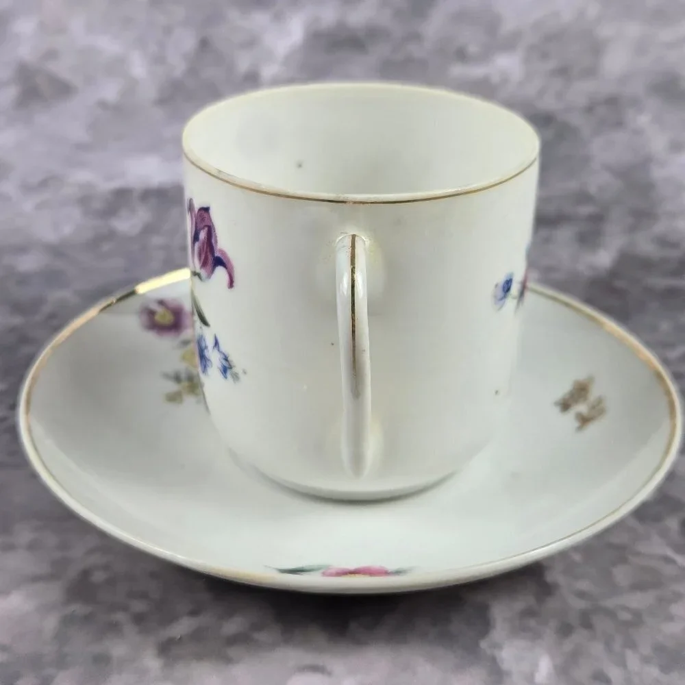Vintage Demitasse Cup and Saucer Floral Pattern Gold Edged Made In Japan